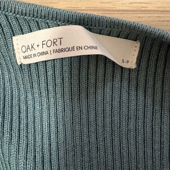 Oak and Fort Ribbed Tie-Front Long Sleeve Top - Teal (S) - Picture 4 of 7